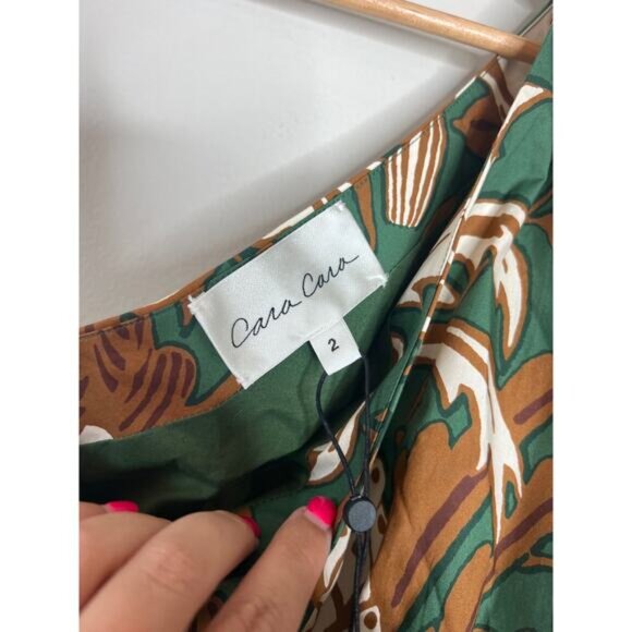 NWT Cara Cara Danielle One Shoulder Lined Mini Dress Green Fruit Basket Size: 2 - Picture 5 of 8